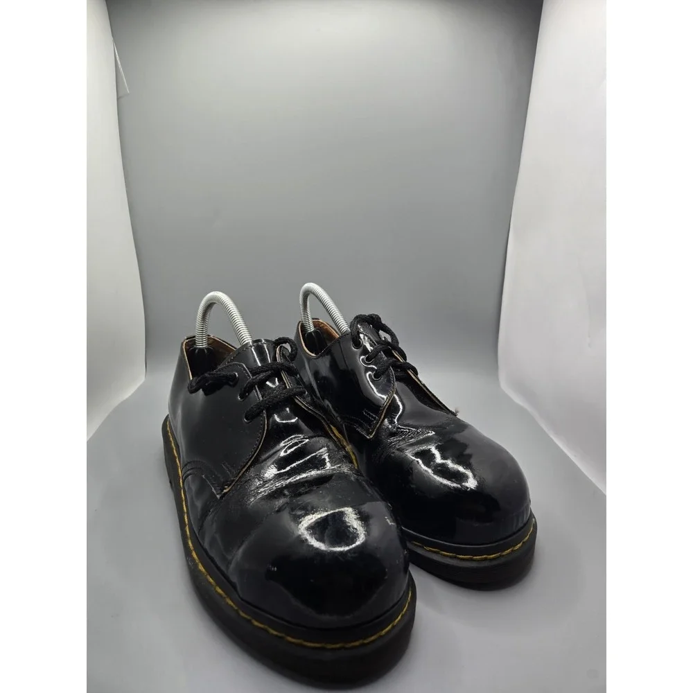 Dr. Martens 1461 Black Patent Leather 3-Eye Lace Up‎ Plain Toe Oxford Womens 8